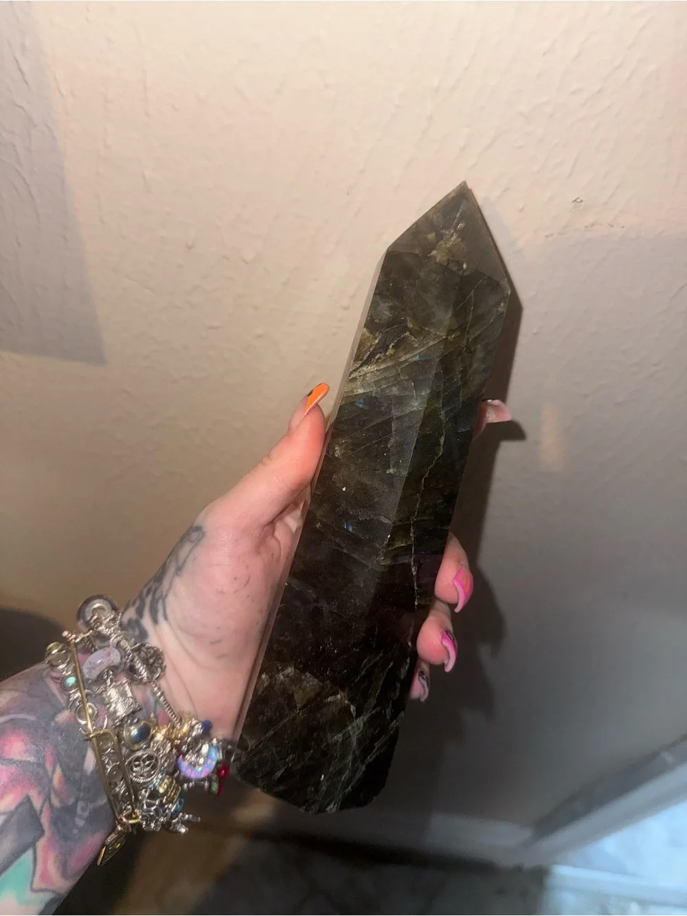 Polished Labradorite Point Crystal - Iridescent Gray Blue